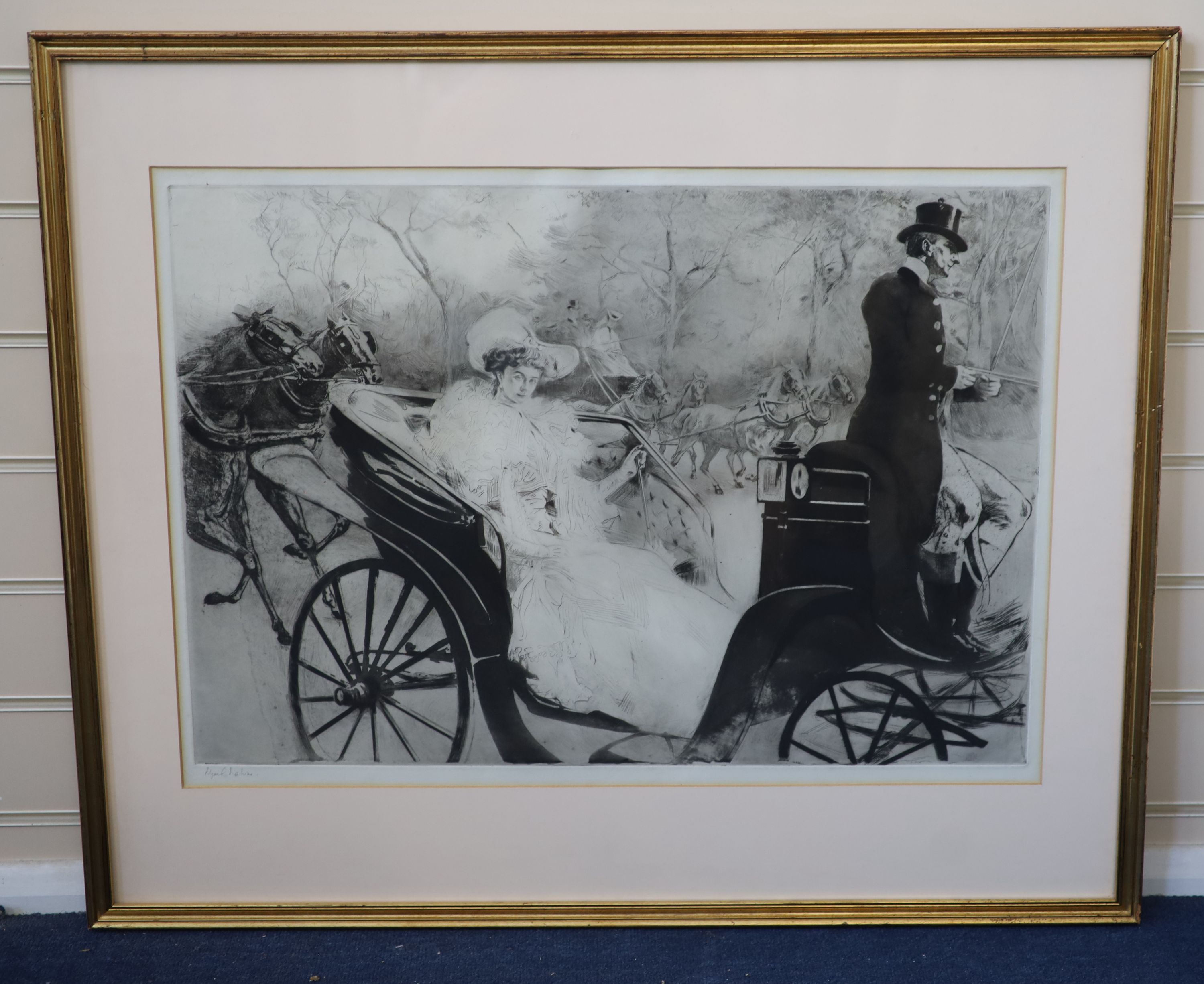 Edgar Chahine (1874-1947), drypoint etching, La Promenade, signed in pencil 1902, from the edition of 100, 46 x 66cm